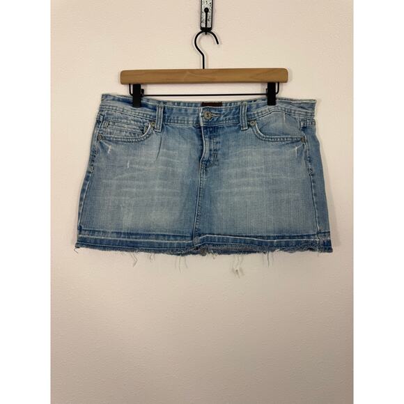 Aéropostale Vintage Denim Mini Skirt Size 13/14 Raw Hem Distressed Y2K - Picture 1 of 5